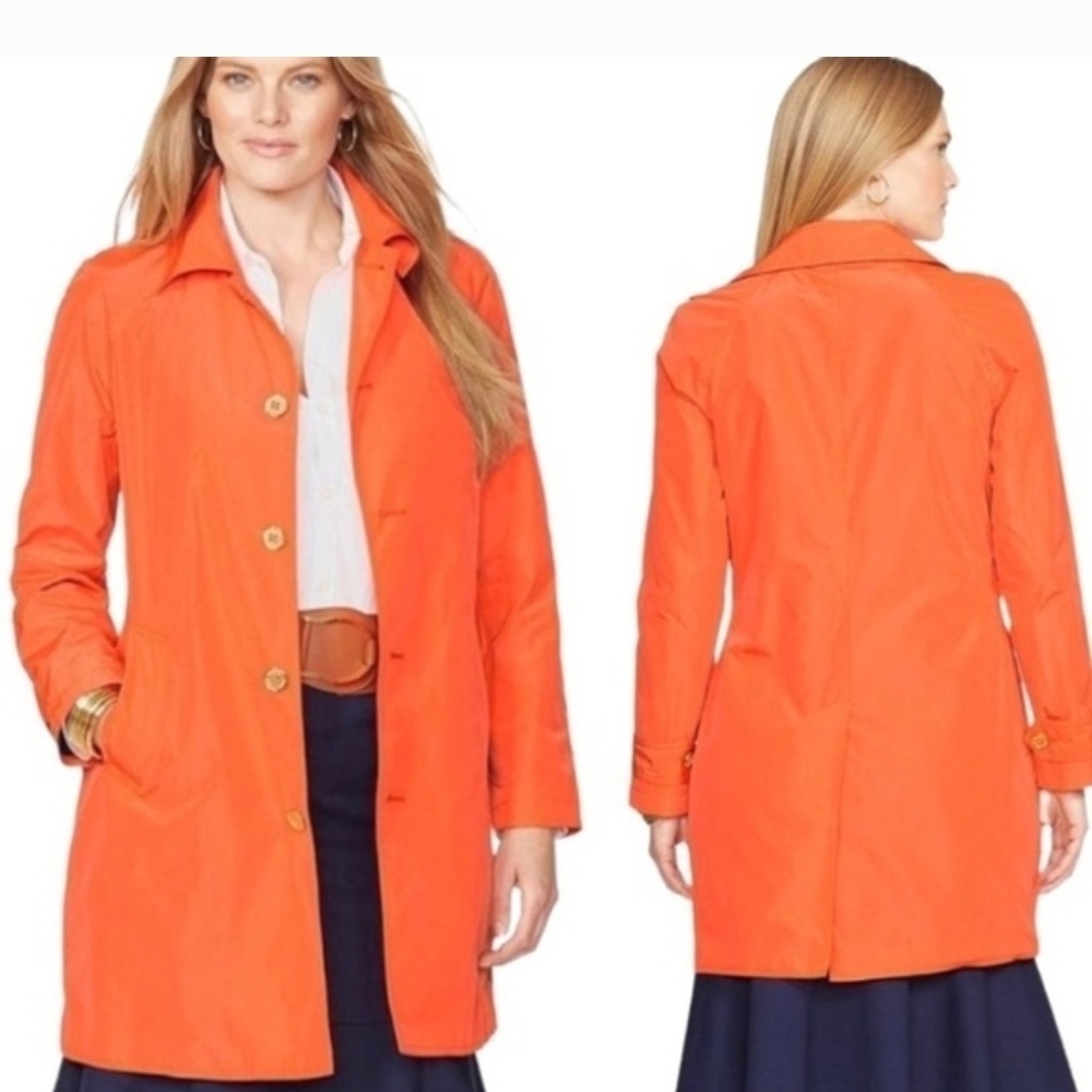 Ralph Lauren Women's Vibrant Orange Trench Coat